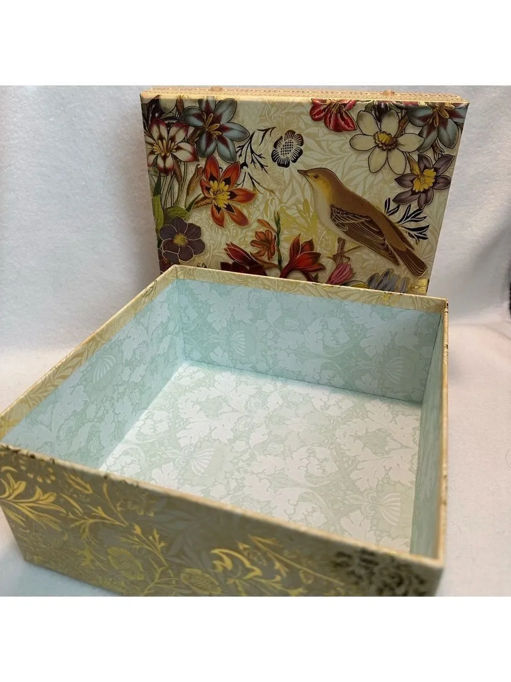 Floral and Bird Decorative Storage Boxes x2